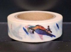 Скотч декоративний паперовий Washi Tape &laquo;Птахи / Тропічний папуга&raquo; (1,5 см х 10 м)